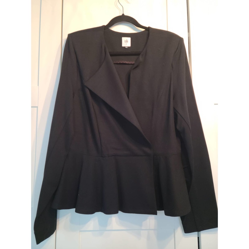Cabi | Agency Asymmetrical Peplum Blazer | Black | Size 14